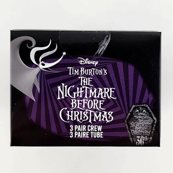 The Nightmare Before Christmas Jack Skellington Men 3 Pair  Crew Sock Size 10-13 - Picture 5 of 9